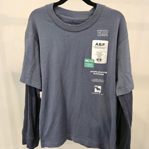 Abercrombie & Fitch Blue-Gray Youth Boys Long Sleeve Tee